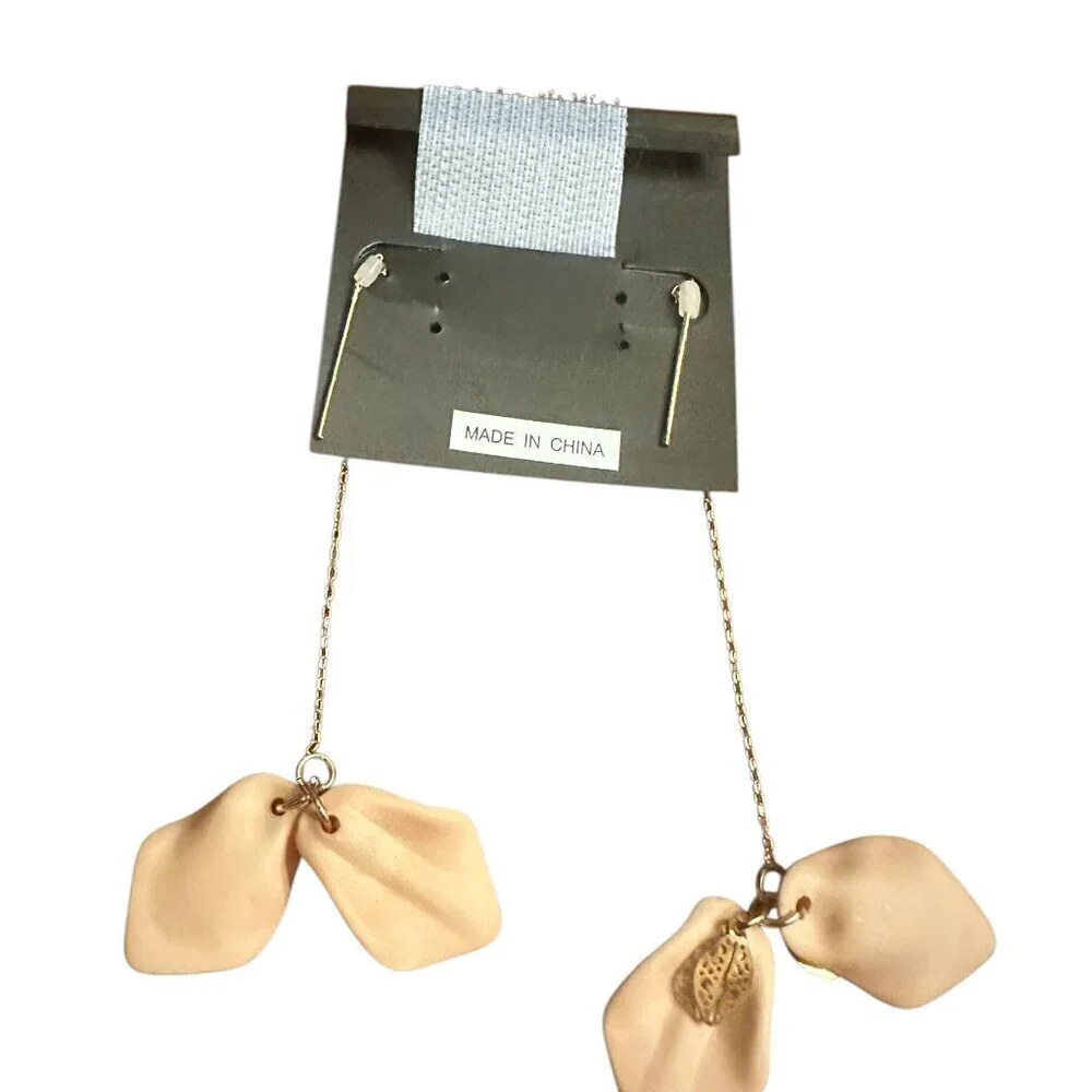 nOir Jewelry Peach Petal Chain Drop Earrings New with tags